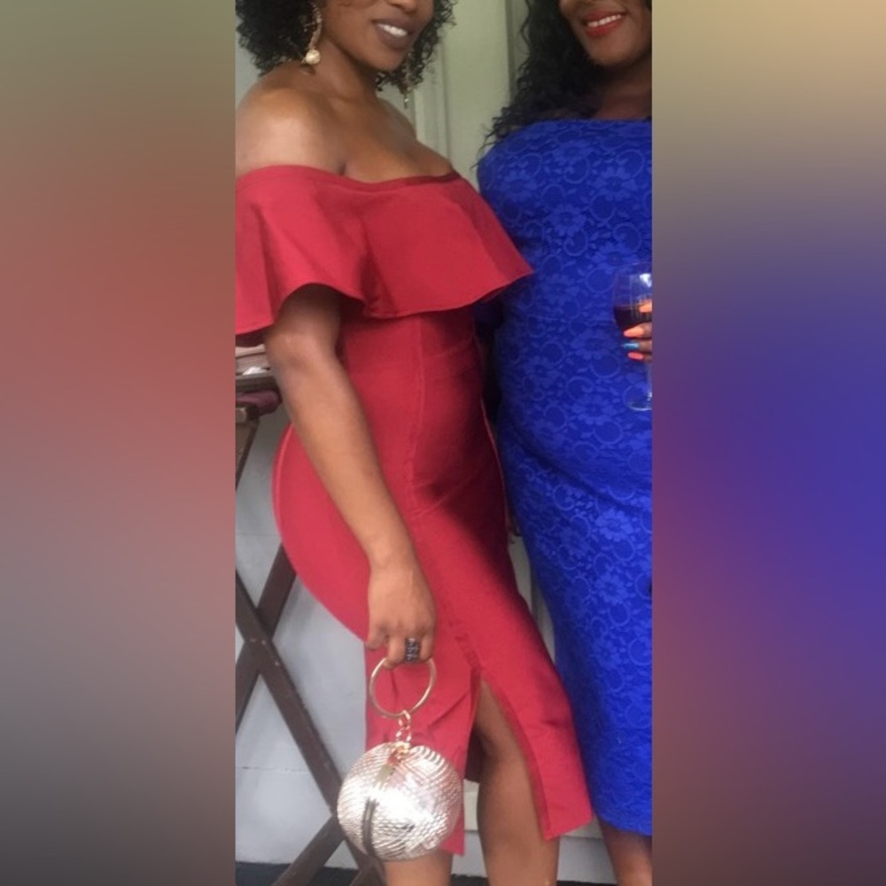 Fashion Nova Strapless Red Dress